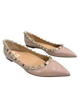Valentino Garavani Rockstud Patent Leather Stud Tan Size 38
